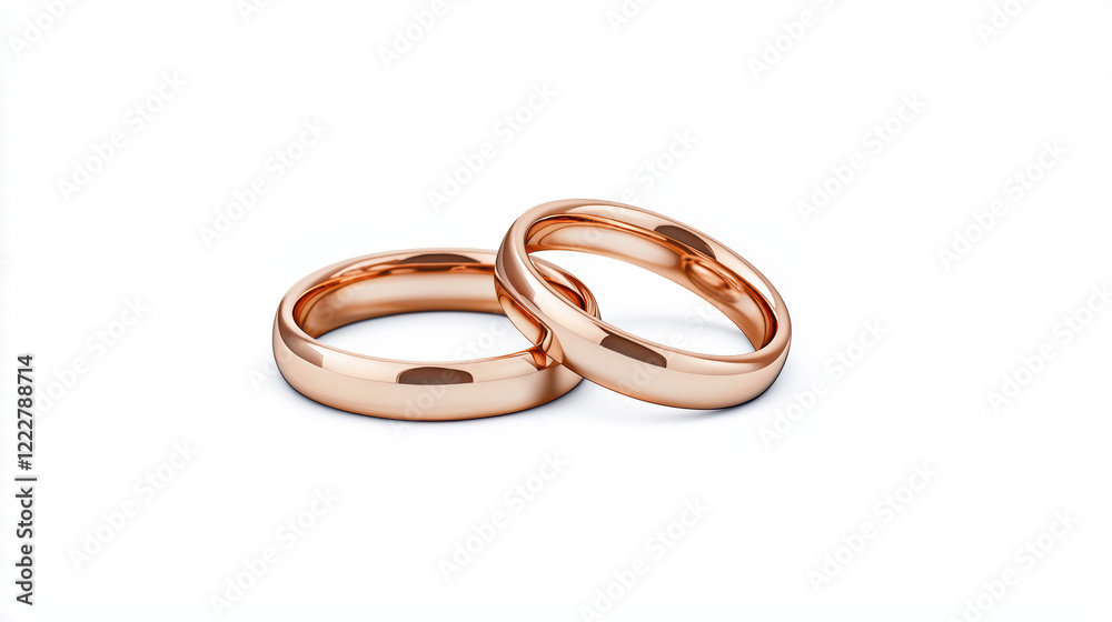Elegant Minimalist Rose Gold Wedding Rings on Soft White Background Elegant Minimalist Rose Gold Wedding Rings on Soft White Background