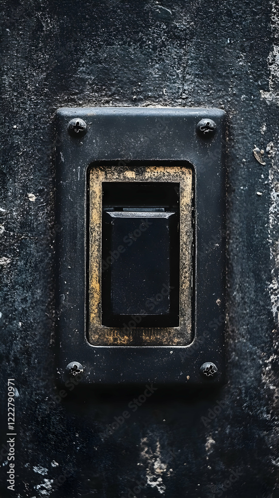 Grungy metal switch, textured wall, power, industrial Grungy metal switch, textured wall, power, industrial