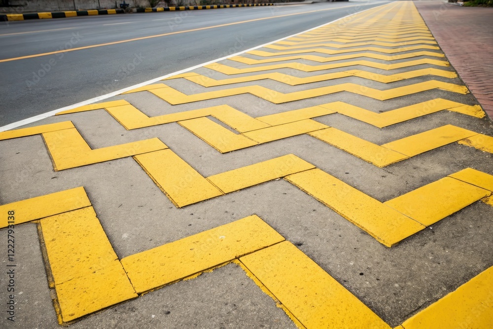 Fototapeta premium Gradient yellow geometric shapes forming a zigzag pattern, abstract shape, colorful zigzag, modern design
