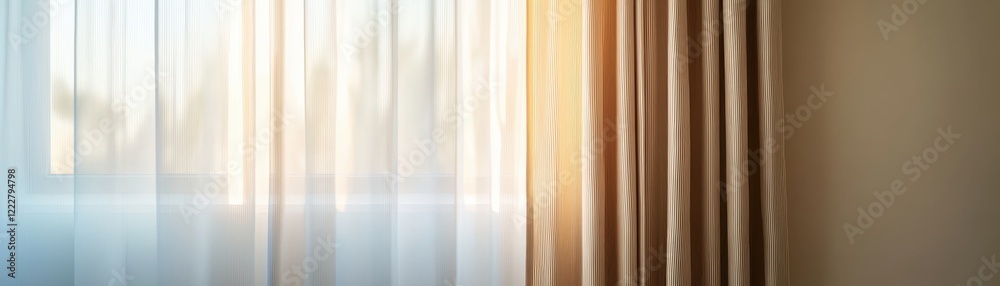Obraz premium Sheer Curtains and Drapes with Sunlight Streaming Through Window