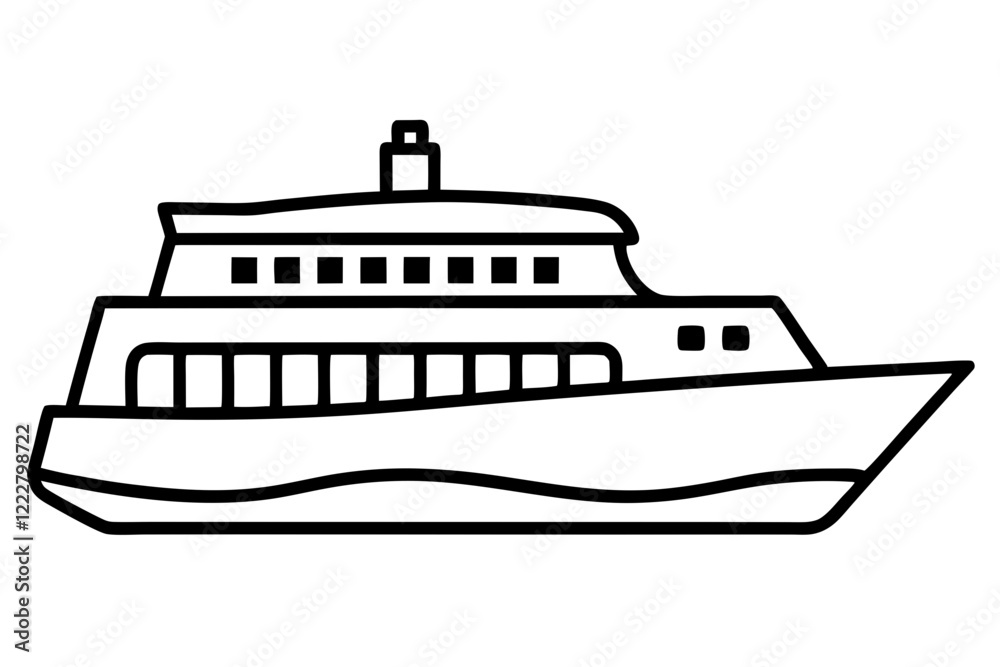 Line Art Ferry Scene Line Art Ferry Scene