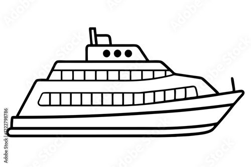 Line Art Ferry Scene