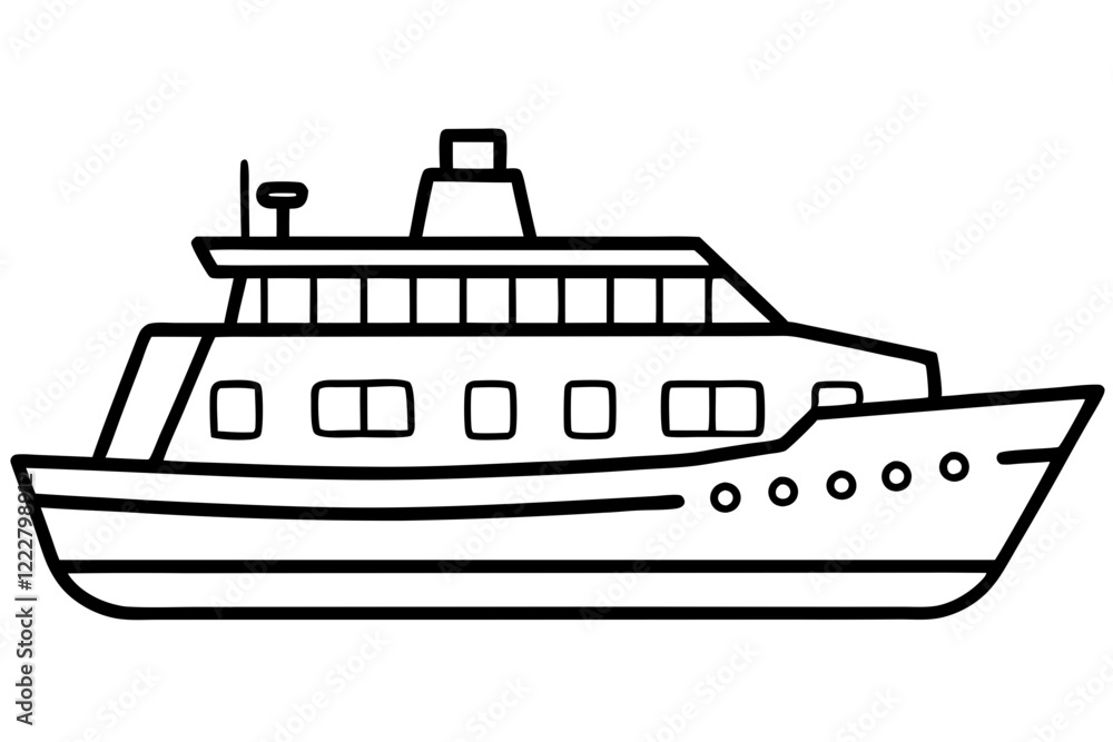 Line Art Ferry Scene Line Art Ferry Scene