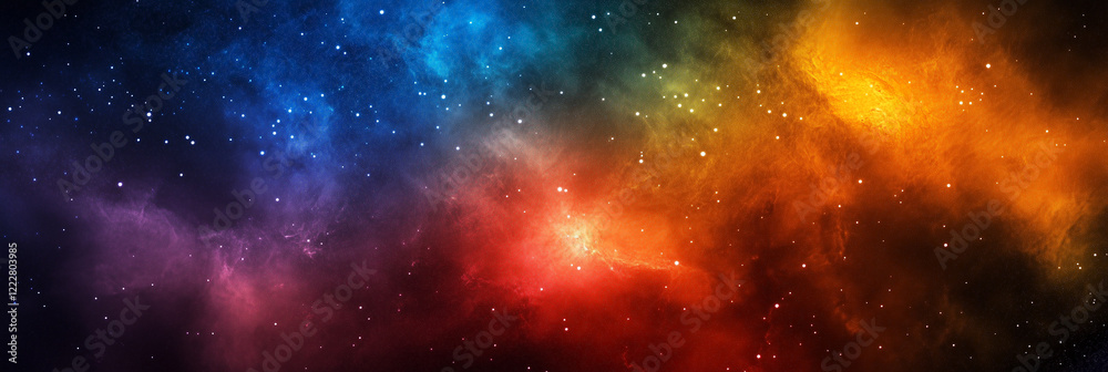 Fototapeta premium Cosmic Nebula With Vivid Multicolor Starlit Universe