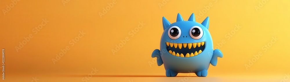 Playful monster figure, soft edges, 3D illustration Playful monster figure, soft edges, 3D illustration