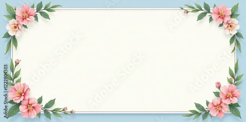 Classic certificate template with subtle light blue floral border, decorative, classic, invitation