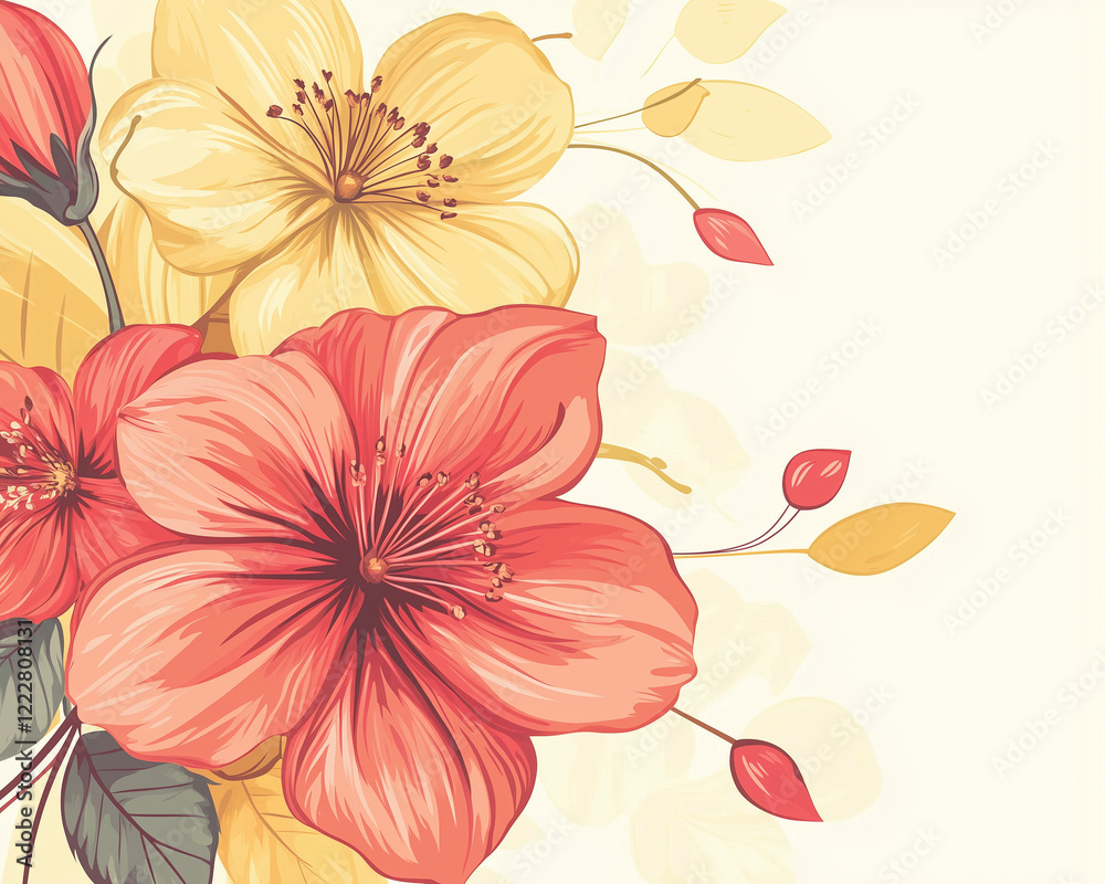 Fototapeta premium stylish background with flowers, advertising banner, postcard