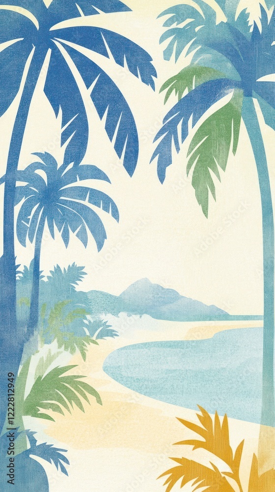 Fototapeta premium Beach wallpaper illustration tropical nature.