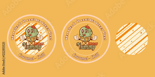 round yellow label for ice cream jar