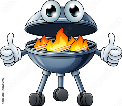 A barbecue cartoon mascot charcoal BBQ man person concept