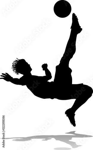 A soccer or football player male silhouette man