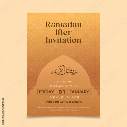 Elegant iftar invitation template with editable text 