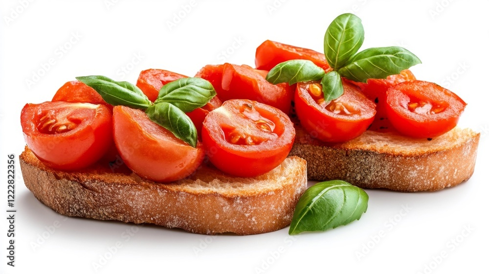 Bruschetta with tomatoes and basil on toast. Generative AI Bruschetta with tomatoes and basil on toast. Generative AI