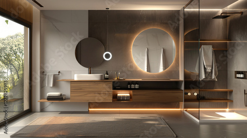 Modern Minimalist Bathroom with Floating Vanity and Frameless Mirror