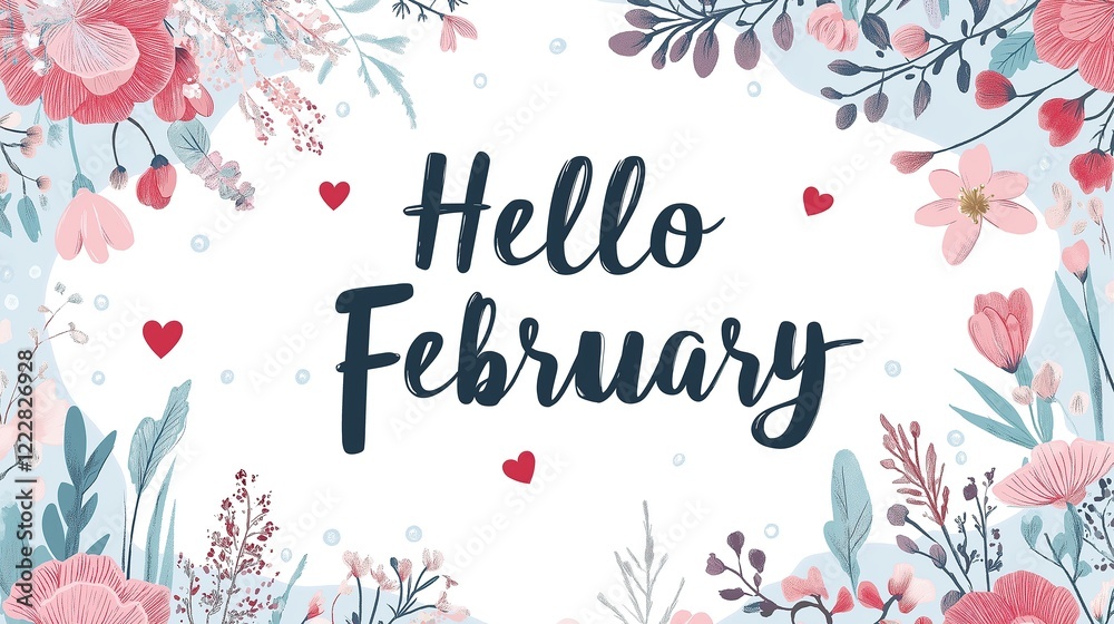 Obraz premium Hello February Greeting Card 