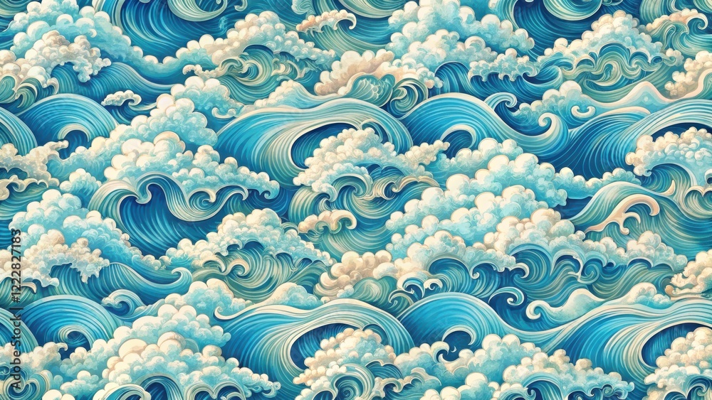 Seamless abstract pattern background with waves and clouds, atmosphere, organic, atmosphere, organic, depth, minimalist, graphic Seamless abstract pattern background with waves and clouds, atmosphere, organic, atmosphere, organic, depth, minimalist, graphic
