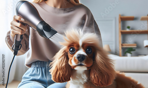 Ein Hund wird bei einem Hundefrisör chic gemacht, gebadet, gewaschen und gefönt