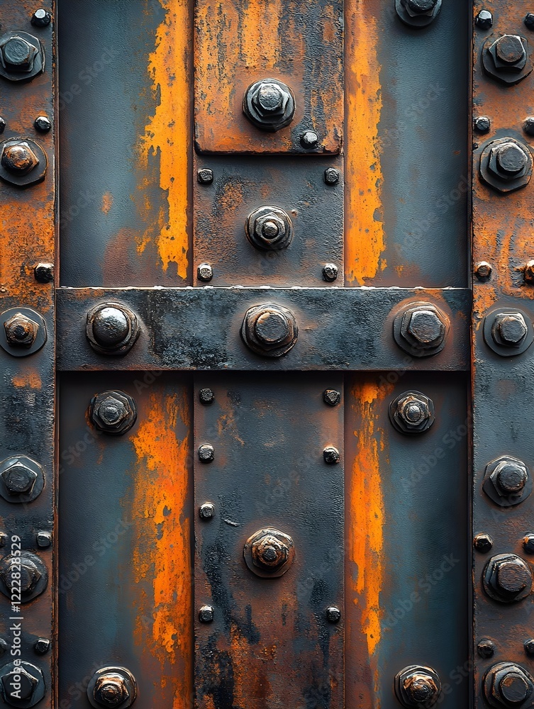 A background of industrial rivets and bolts arranged in geometric patterns. A background of industrial rivets and bolts arranged in geometric patterns.