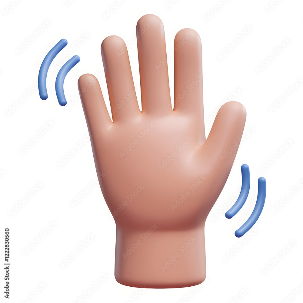 Waving Hand 3D Illustration with Motion Lines. Waving Hand 3D Illustration with Motion Lines.