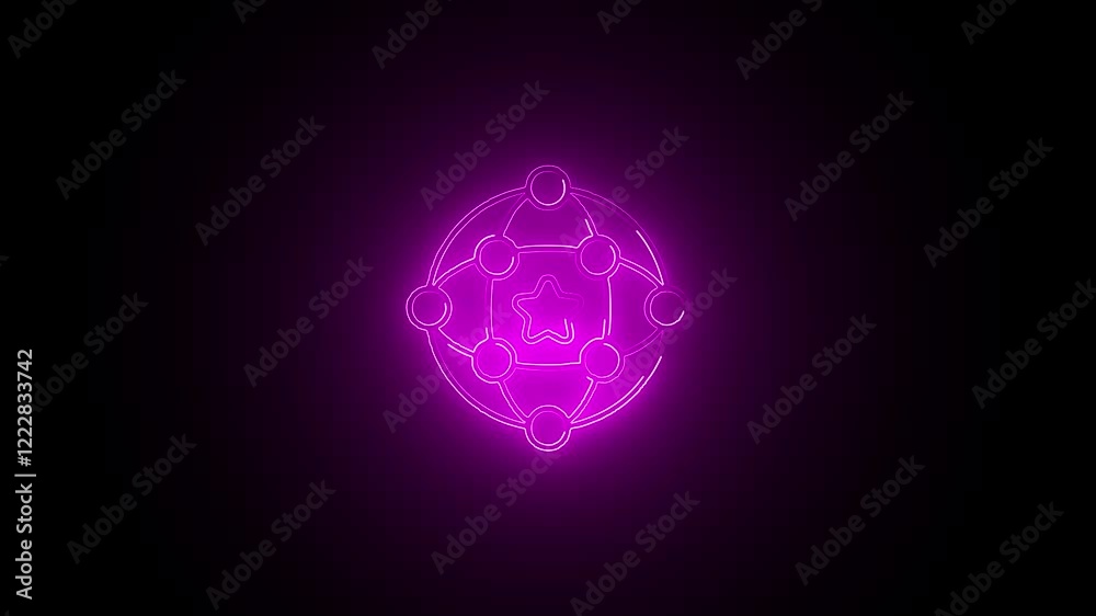 Glowing neon Qubit icon isolated on black background. HD Video motion graphic animation Glowing neon Qubit icon isolated on black background. HD Video motion graphic animation