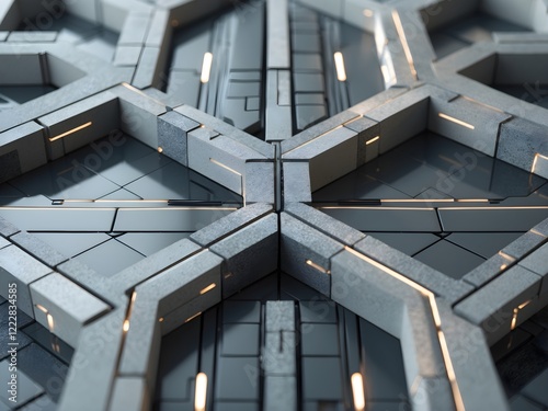 Geometric Metal Texture: A Display of Repeating Patterns, Neutral Tones, and Balanced Composition Imparting a Sense of Contemporary Design