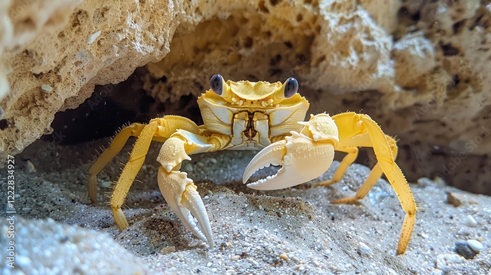 Yellow Crab Emerging From a Rock Crevice Yellow Crab Emerging From a Rock Crevice