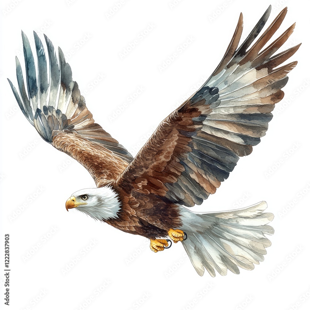 Obraz premium Majestic eagle soaring through the sky, showcasing its powerful wings and keen gaze, symbolizing freedom
