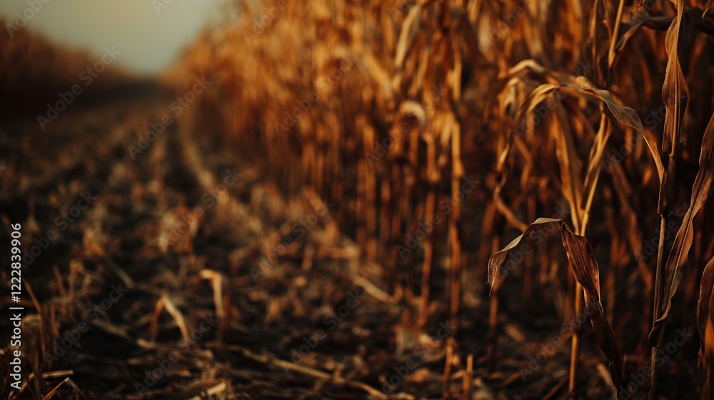 Dried cornfield with golden autumn tones. Dried cornfield with golden autumn tones.