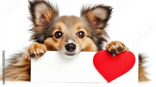 Sweet Sheltie Dog with Heart Note Card in Charming Framing