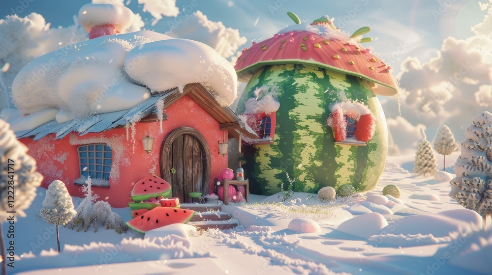 Obraz premium Winter Wonderland: A Watermelon House