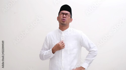 Muslim man feeling hot and sweaty