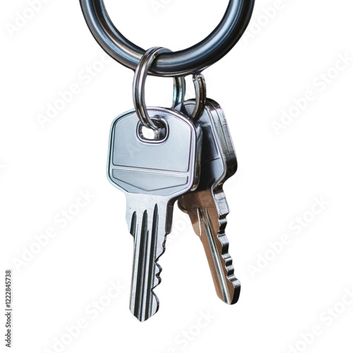 Untitled design - Set of Sleek Silver Keys Attached to a Metallic Ring Isolated on Transparent Background PNG 