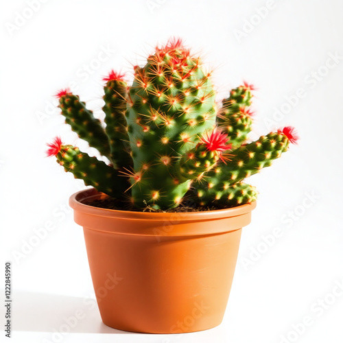 A potted Christmas cactus with succulent green leaves and vibrant flowers adds a touch of nature to any home decor photo