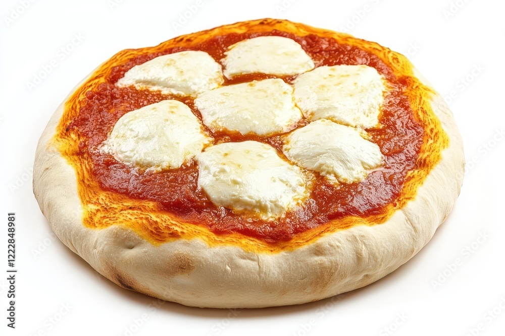 A freshly baked pizza with tomato sauce and mozzarella cheese. A freshly baked pizza with tomato sauce and mozzarella cheese.