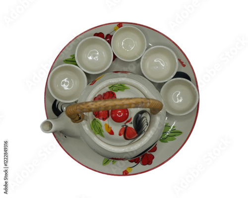 Beautifully handmade ceramic teacup with a rooster logo design.