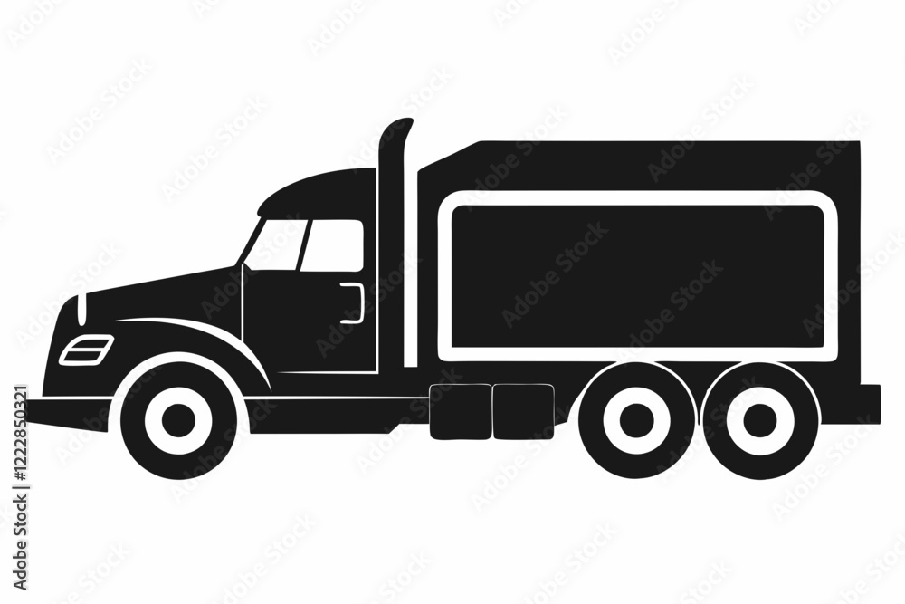 Modern Semi-Truck Line Art Illustration Modern Semi-Truck Line Art Illustration