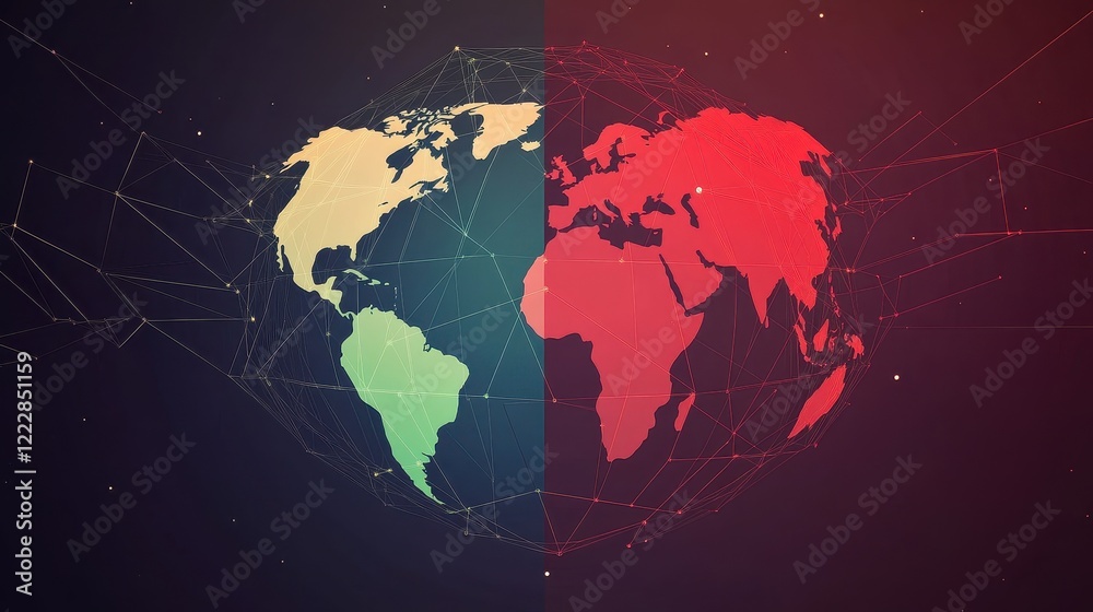 Fototapeta premium logistics network flat design front view global trade animation Split-complementary color scheme.