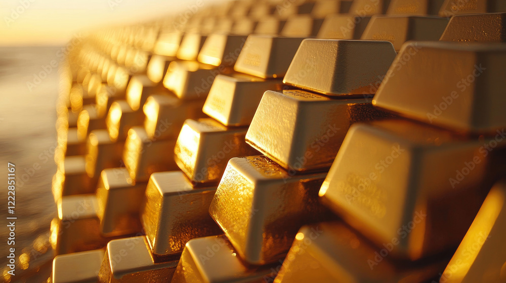 Fototapeta premium Golden Bullion Bars: A Symbol of Wealth and Financial Security