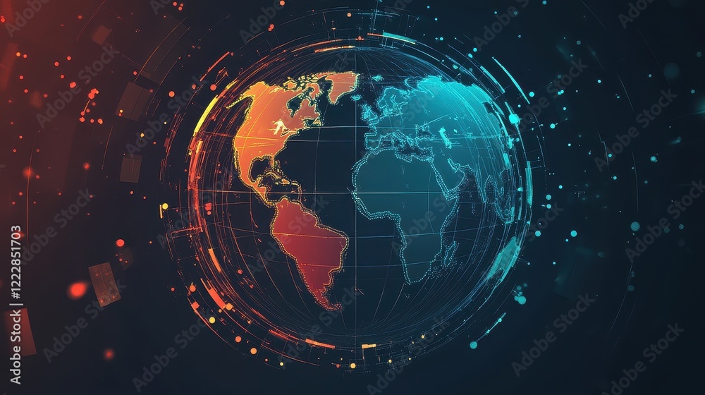 Obraz premium logistics network flat design front view global trade animation Split-complementary color scheme.