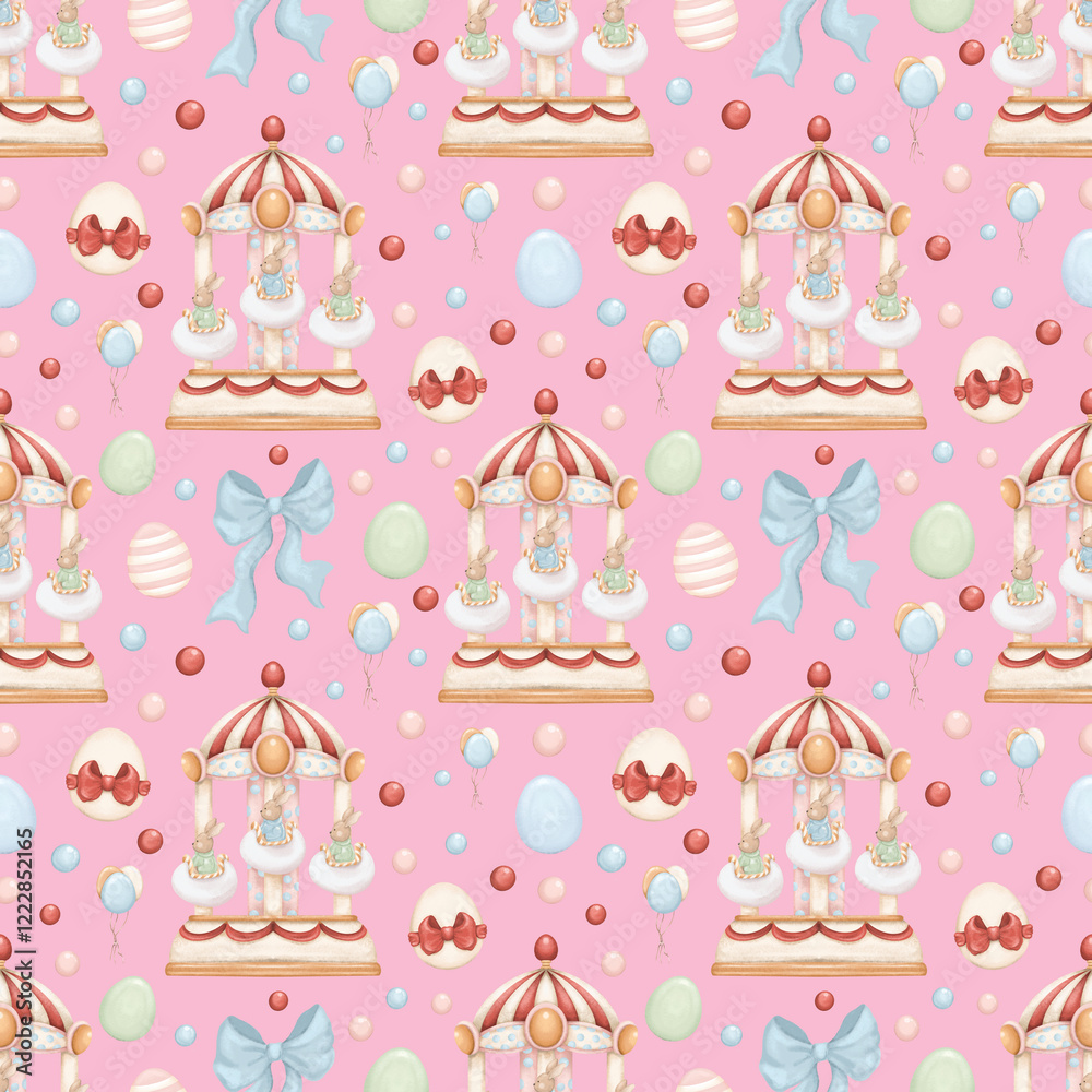 Easter Carousel Seamless Pattern Easter Carousel Seamless Pattern