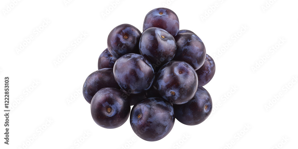 Cluster of fresh plums isolated on transparent background Cluster of fresh plums isolated on transparent background