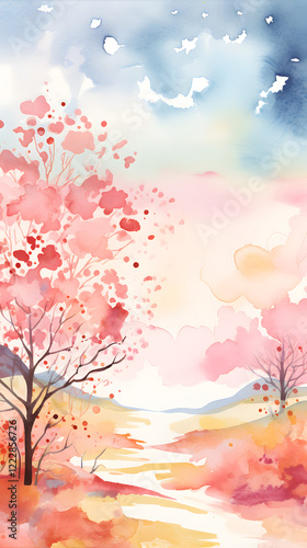 Wallpaper Mural Digital watercolor natural spring landscape abstract graphic poster background Torontodigital.ca