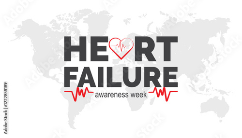 February is Heart Failure Awareness Week. Vector template Design for banner, greeting card, poster, prints, social media post ,flyer , T shirt with background.