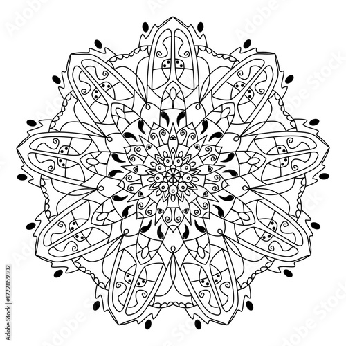 Mandala pattern simple design floral and outline free style shape