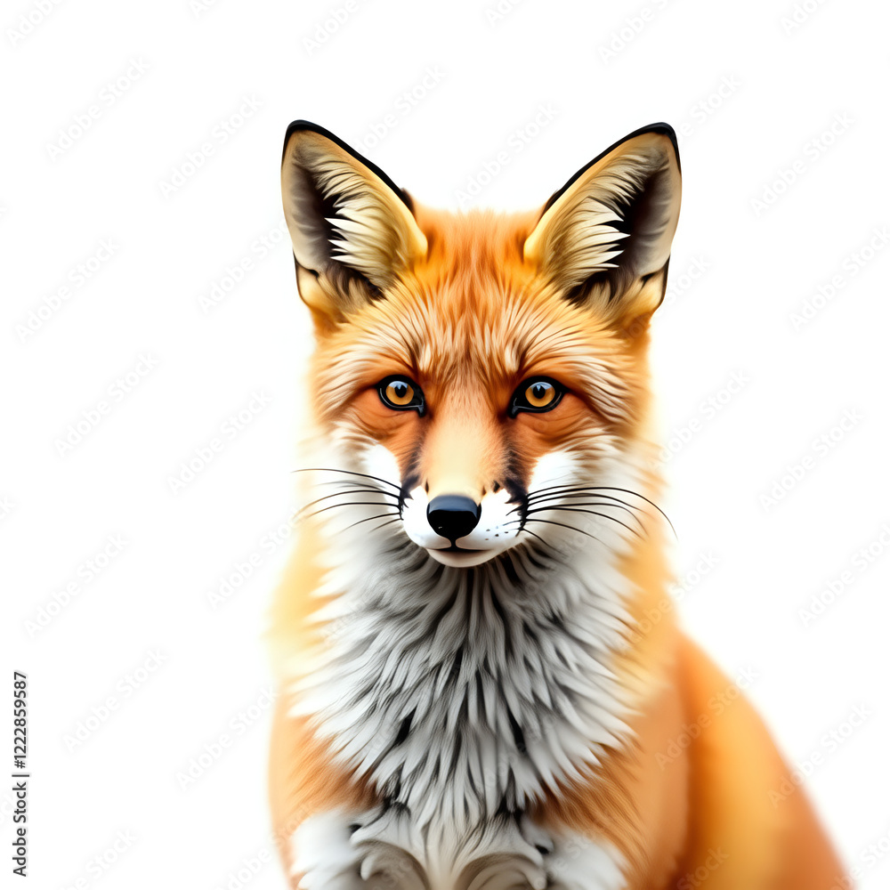 red fox isolated on white