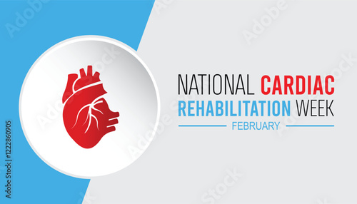February is National Cardiac Rehabilitation Week. Vector template Design for banner, greeting card, poster, prints, social media post ,flyer , T shirt with background.
