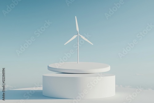 A futuristic 3D floating city powered by renewable energy, contrasting with a polluted industrial skyline in the background
