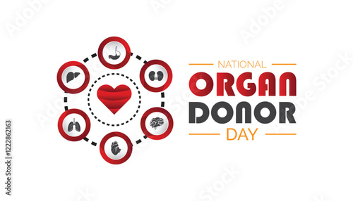 February is National Organ Donor day. Vector template Design for banner, greeting card, poster, prints, social media post ,flyer , T shirt with background.
