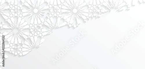 White islamic background with traditional ornament. Vector illustration. Greeting card for Ramadan Kareem.