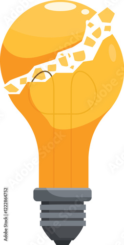 Cracked light bulb symbolizing a mental block, burnout, and the struggle to find innovative solutions